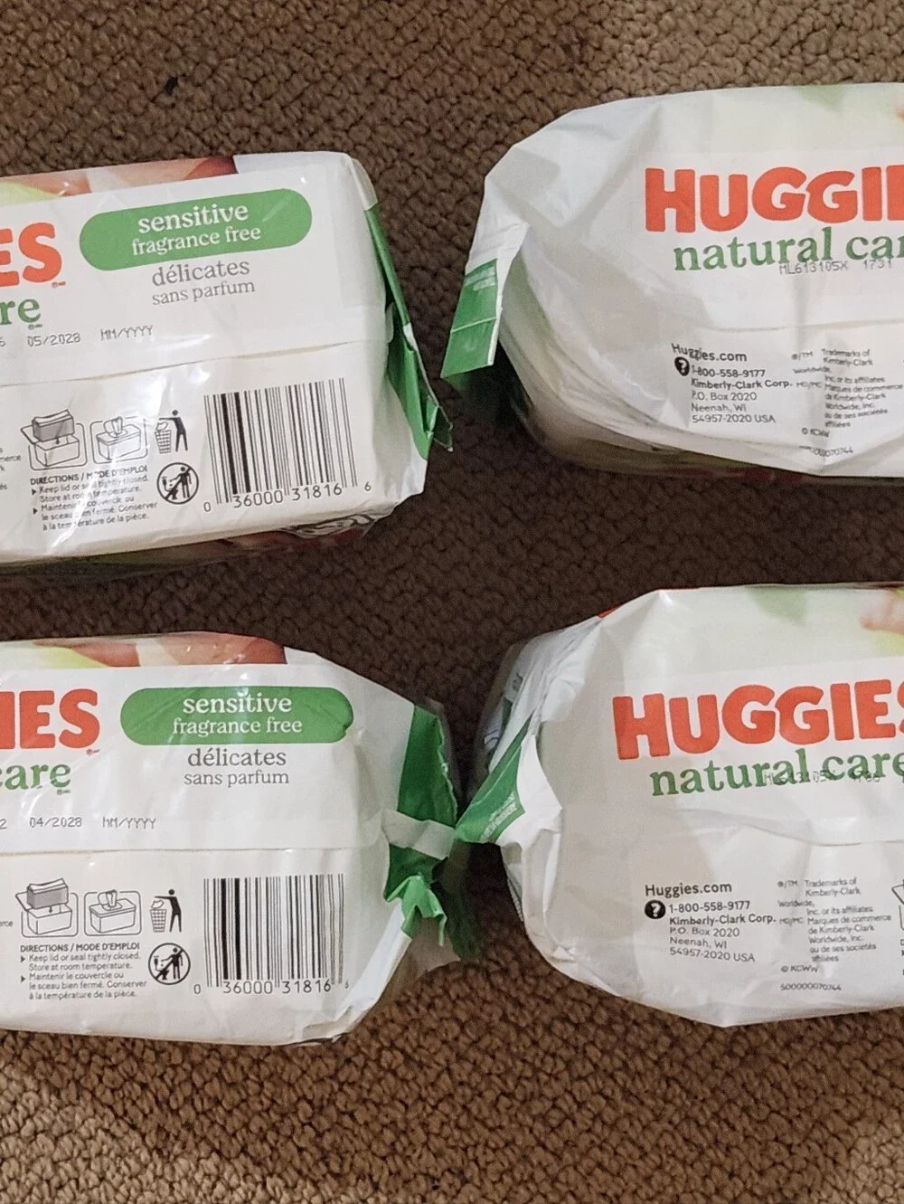 Huggies Natural Care Sensitive Baby Wipes Refill Packs  (4 Pack) 184 Count